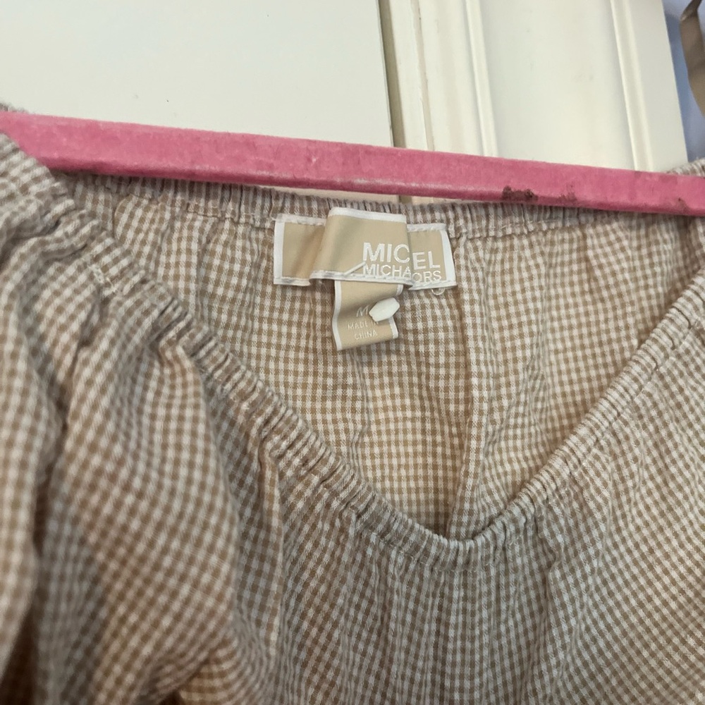 Off-Shoulder Gingham Blouse - image 2